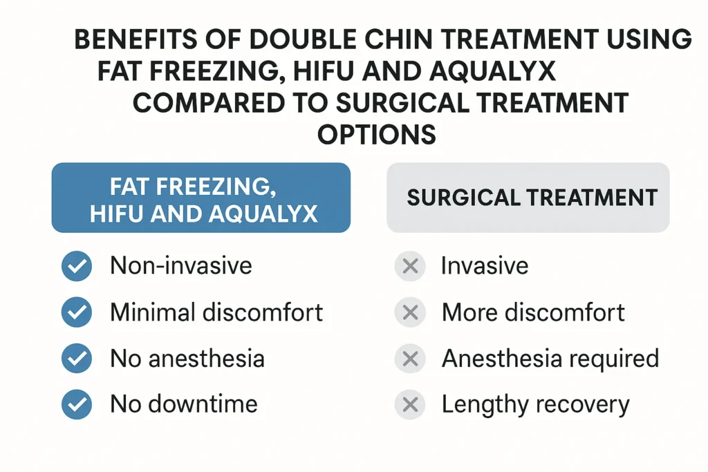 Graphic about the benefits of double chin treatment Sale - from LA LIPO